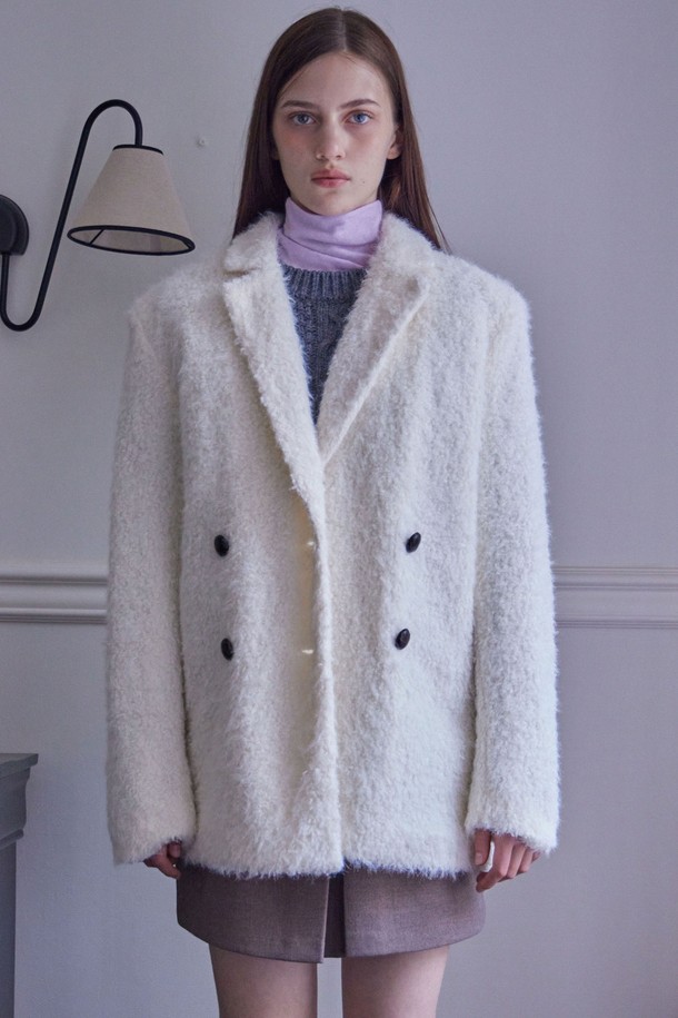 HAINT - 코트 - SHEARING HALF COAT JACKET_2COLORS_IVORY