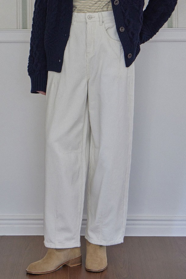 HAINT - 롱/미디팬츠 - MELLOW CORDUROY BAGGY PANTS_4COLORS_CREAM