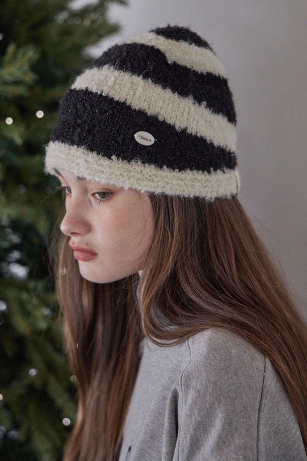 HAINT - 모자 - BOUCLE STRIPE BEANIE_2COLORS