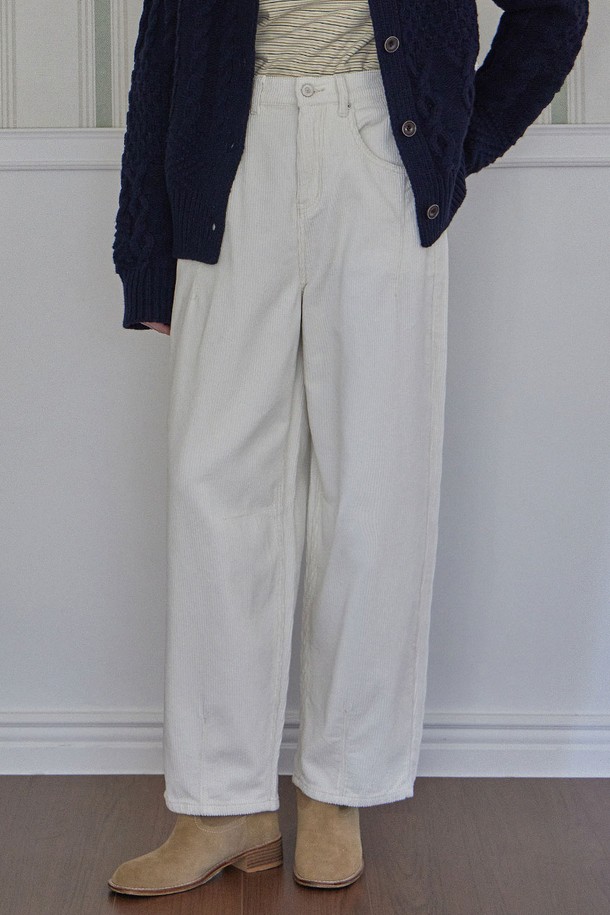 HAINT - 롱/미디팬츠 - MELLOW CORDUROY BAGGY PANTS_4COLORS_CREAM