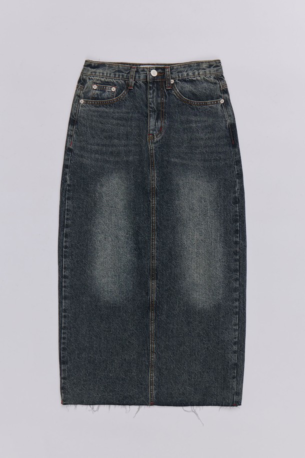 HAINT - 스커트 - WREN CARGO POCKET DENIM LONG SKIRT_3COLORS_GRAY BLUE