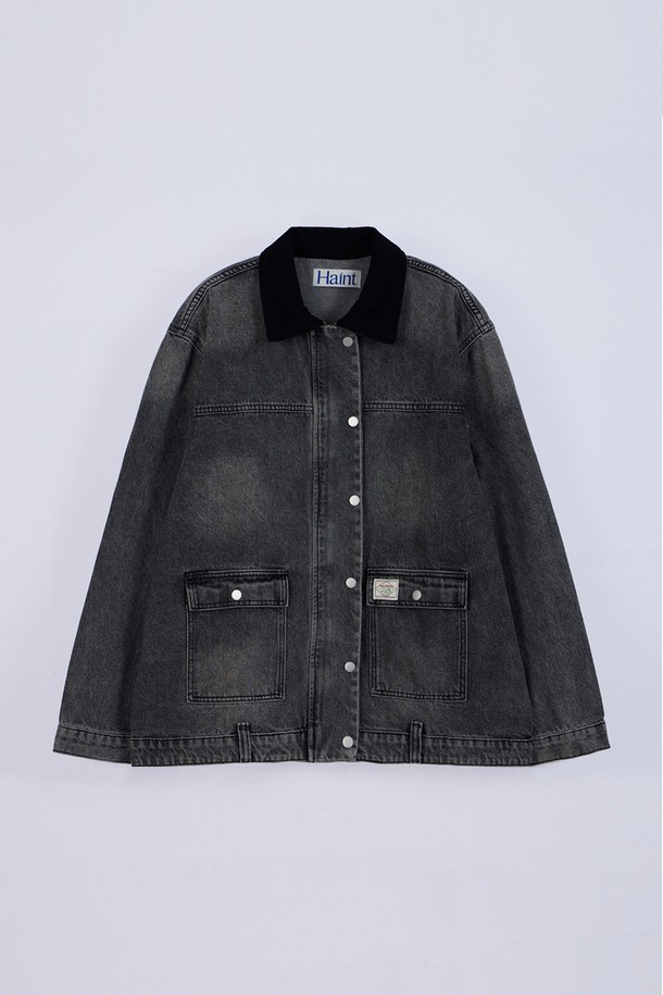 HAINT - 자켓 - CORDUROY COLLAR DENIM JACKET_2COLORS_BLACK