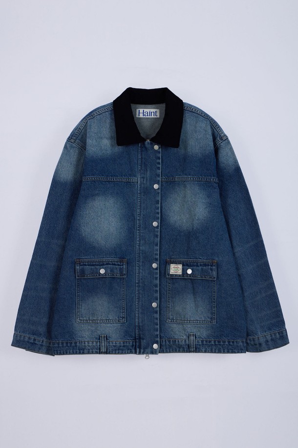 HAINT - 자켓 - CORDUROY COLLAR DENIM JACKET_2COLORS_BLUE