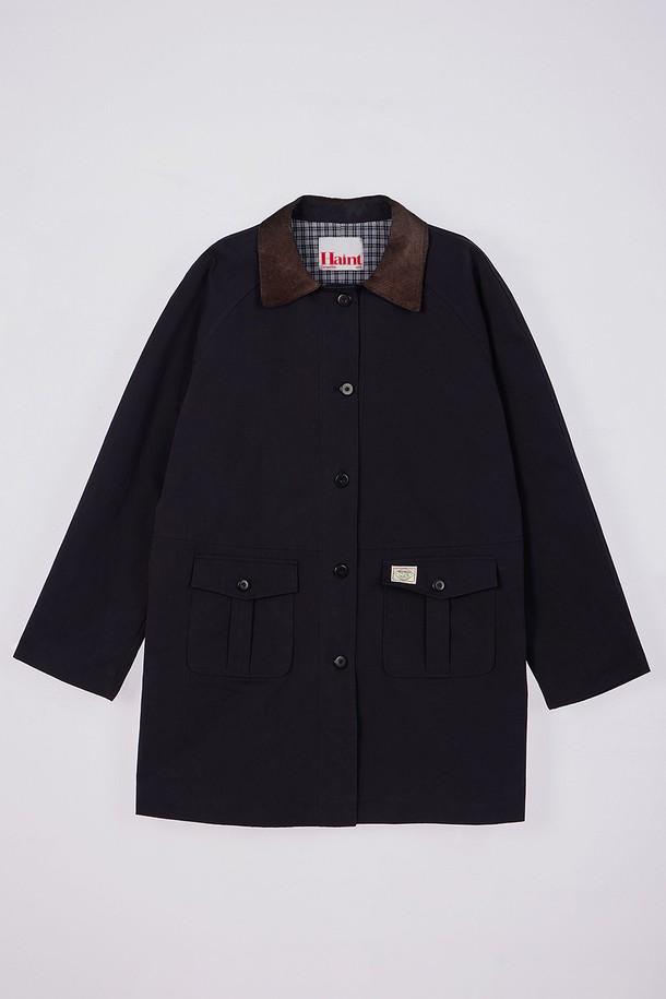 HAINT - 자켓 - EMMA CHECK HALF TRENCH COAT_2COLORS_NAVY