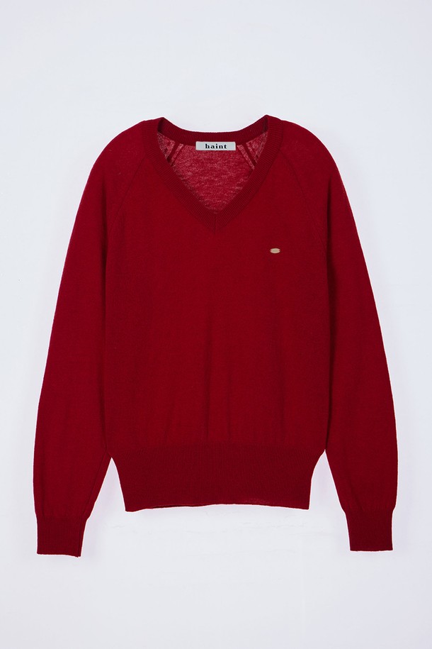 HAINT - 스웨터 - PONDS V-NECK KNIT_3COLORS_RED