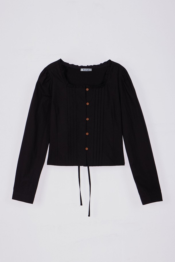 HAINT - 블라우스 - GRACE PIN TUCK BLOUSE_2COLORS_BLACK