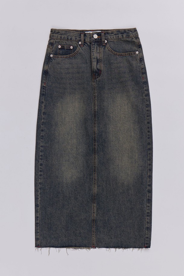 HAINT - 데님 - WREN CARGO POCKET DENIM LONG SKIRT_3COLORS_VINTAGE BLUE