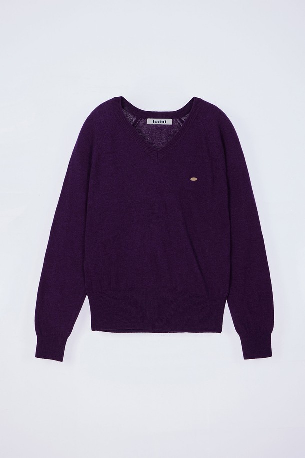 HAINT - 스웨터 - PONDS V-NECK KNIT_3COLORS_PURPLE