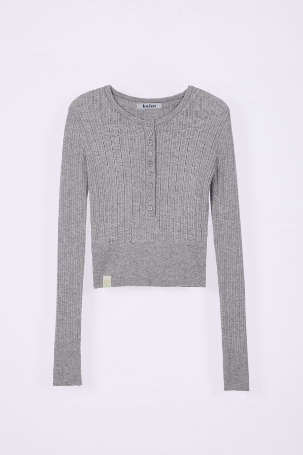 HAINT - 스웨터 - JOLLY ROUND KNIT TOP_3COLORS_MELANGE GRAY