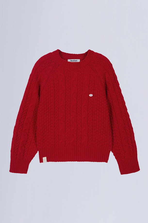 HAINT - 스웨터 - STANDARD FIT CABLE KNIT_3COLORS_RED