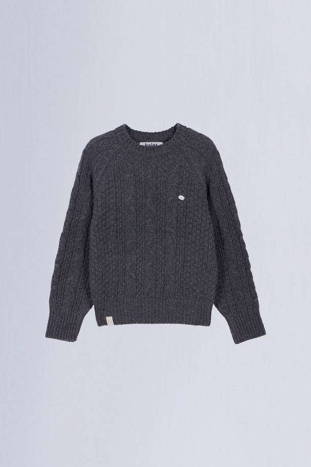 HAINT - 스웨터 - STANDARD FIT CABLE KNIT_3COLORS_CHARCOAL