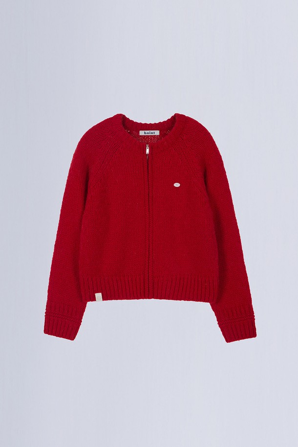 HAINT - 가디건 - BOLD NECK ZIP UP CARDIGAN_2COLORS_RED