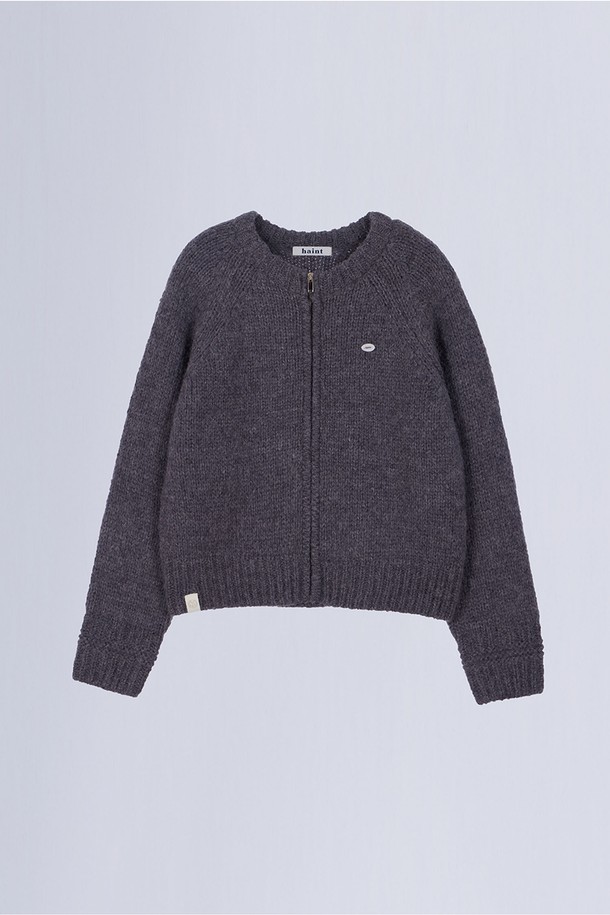 HAINT - 가디건 - BOLD NECK ZIP UP CARDIGAN_2COLORS_CHARCOAL