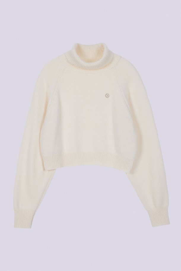 HAINT - 스웨터 - HIGH NECK CROP KNIT_3COLORS_IVORY