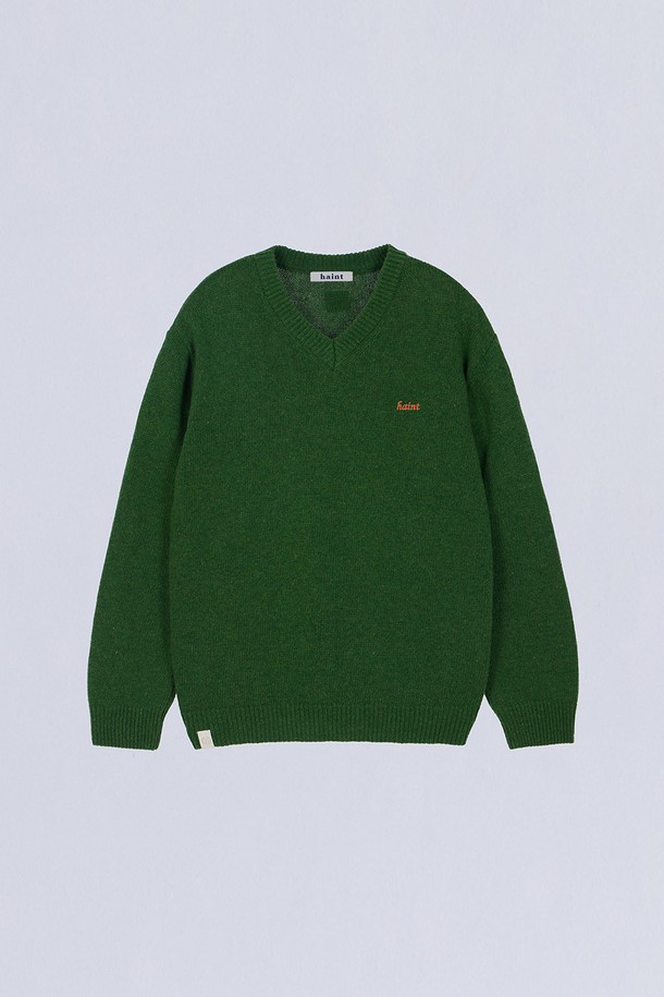 HAINT - 스웨터 - LAMBSWOOL V-NECK KNIT_2COLORS_GREEN