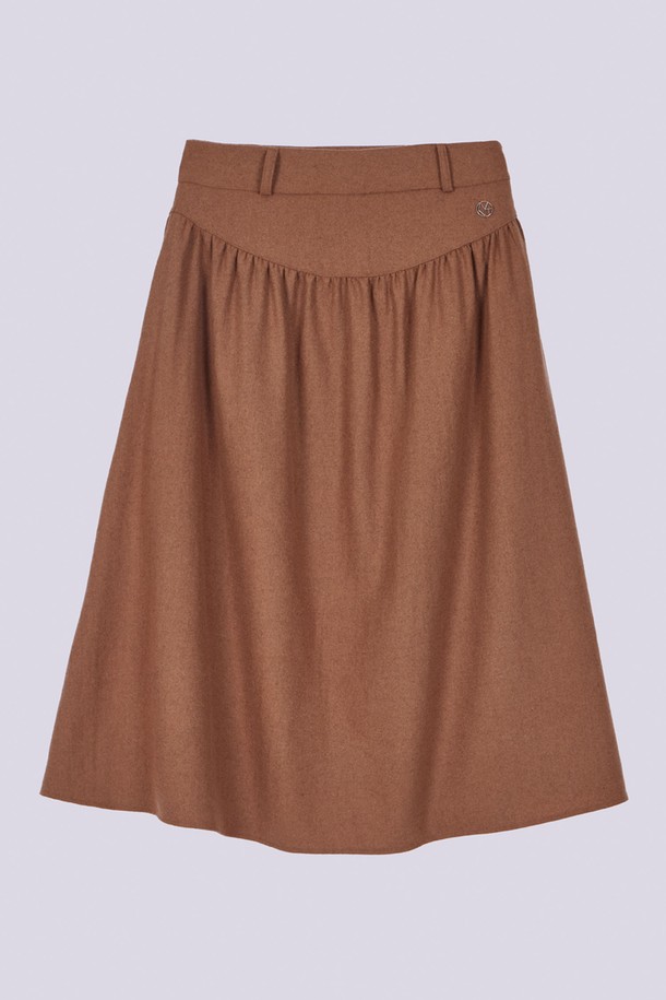 HAINT - 미디스커트 - FLAIR SHIRRING MIDI SKIRT_2COLORS_CAMEL