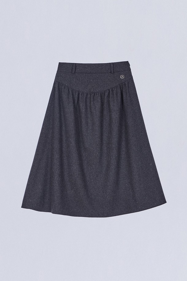 HAINT - 미디스커트 - FLAIR SHIRRING MIDI SKIRT_2COLORS_CHARCOAL