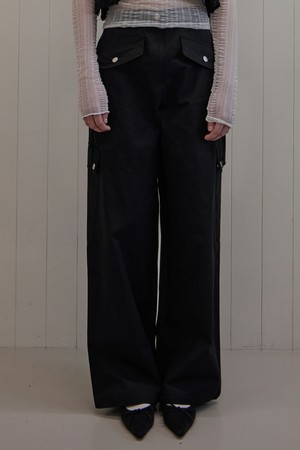 COTTON POCKET CARGO PANTS_2COLOR_BLACK