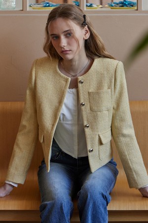 SAINT NO COLLAR TWEED JACKET