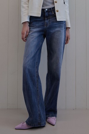 JANE WASHED LONG WIDE DENIM PANTS