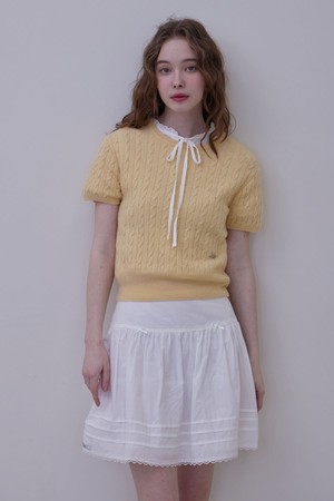 DARIN CASHMERE CABLE KNIT TOP_3COLORS_YELLOW