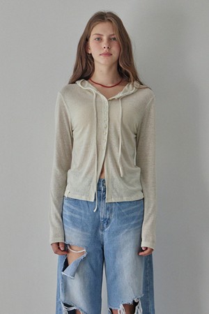 LINEN HOODIE CARDIGAN_2COLORS_LIGHT BEIGE