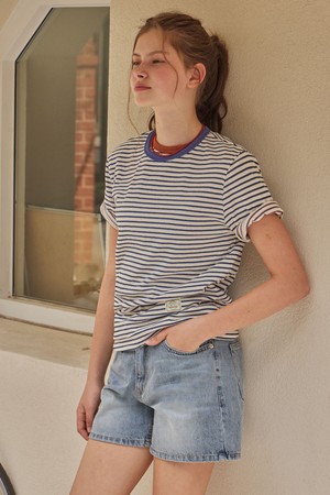 STRIPE COTTON T-SHIRT_2COLORS_BLUE