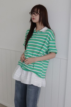 RUGBY STRIPE COLLAR T_2COLORS_GREEN