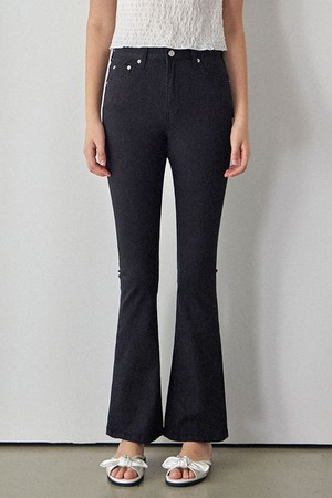 VIVID SLIM BOOTCUT PANTS_7COLORS_BLACK