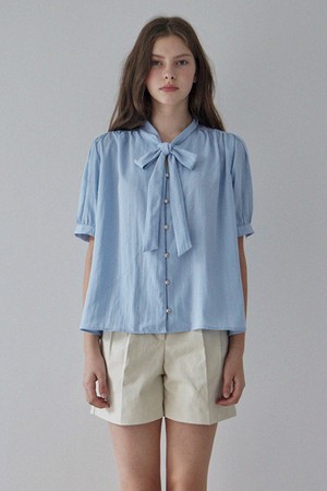 OLIVE TIE BLOUSE_2COLORS_SKY BLUE