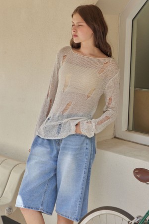 BOHEMIAN LOOSE KNIT TOP_2COLORS_BEIGE