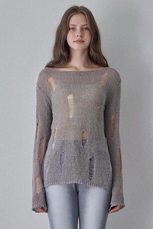 BOHEMIAN LOOSE KNIT TOP_2COLORS_GRAY