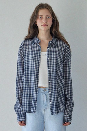 SHEER CHECK SHIRT_2COLORS_NAVY