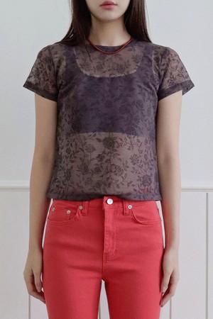 ROSE JACQUARD T-SHIRT_2COLORS_BROWN