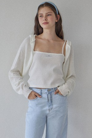 BESSIE HOODIE KNIT BOLERO_2COLORS_IVORY