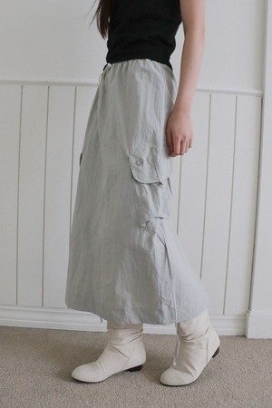 OVE CARGO LONG SKIRT_2COLORS_KHAKI