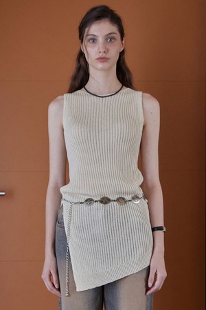 UNBALANCE RIBBED SLEEVELESS KNIT_2COLORS_CREAM