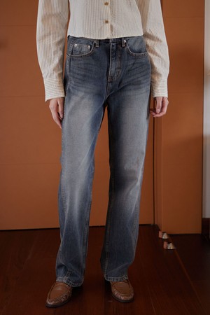 FRED STITCH LONG WIDE DENIM PANTS