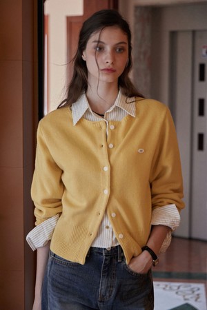 FRENCH BOAT NECK CARDIGAN_3COLORS_YELLOW