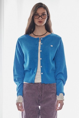 FRENCH BOAT NECK CARDIGAN_3COLORS_AQUA BLUE