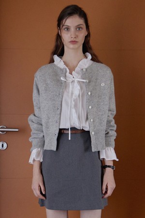 FRENCH BOAT NECK CARDIGAN_3COLORS_GRAY