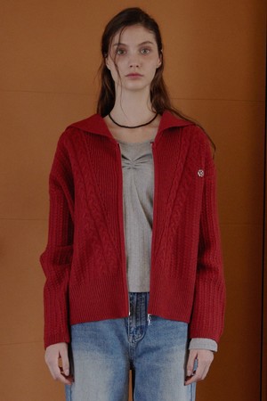 2WAY ZIP UP CARDIGAN_2COLORS_RED