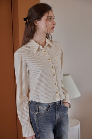 HOPE STRIPE LONG SHIRT_3COLORS_BEIGE