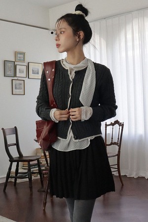 WINNIE CABLE CARDIGAN_2COLORS_CHARCOAL