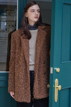 SHEARING HALF COAT JACKET_2COLORS_BROWN