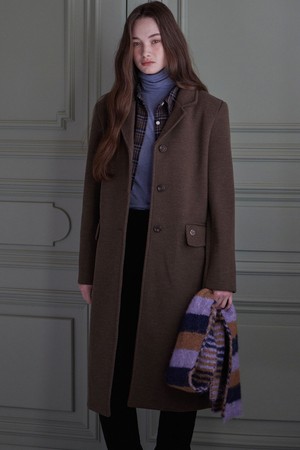 DIAGONAL TWILL WOOL MAXI COAT