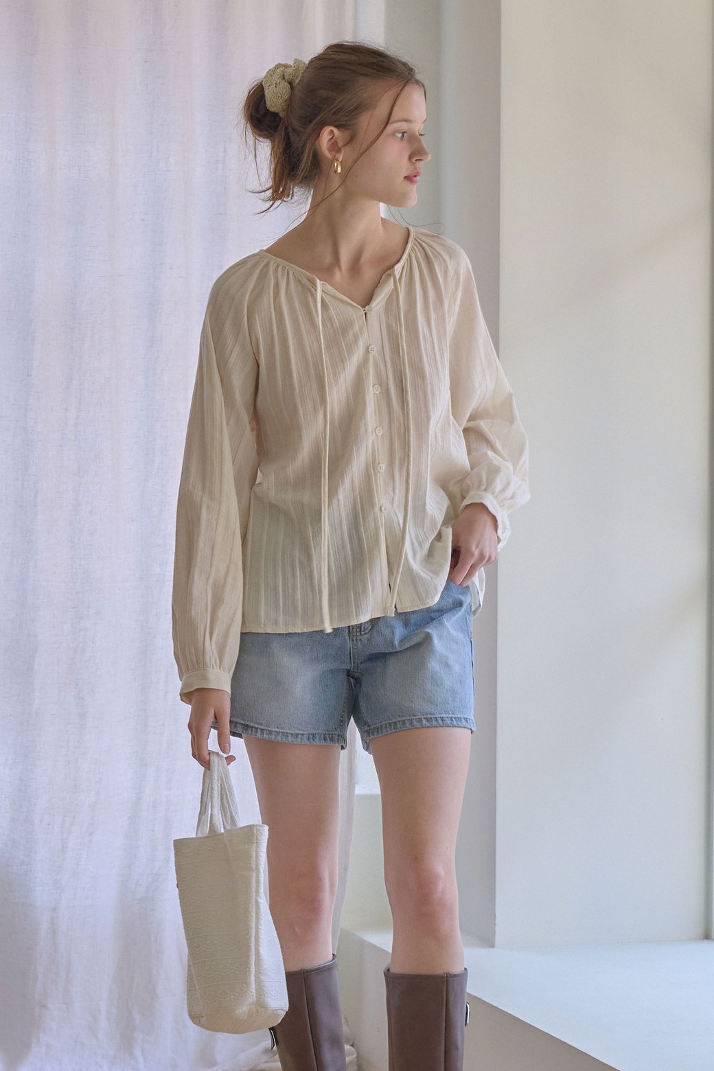 HAINT - 블라우스 - BOHEMIAN NECK STRAP BLOUSE