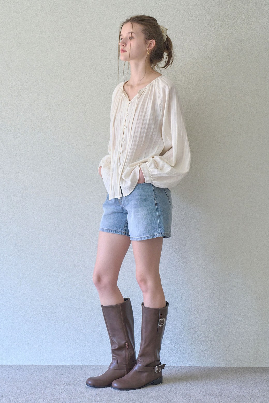 HAINT - 블라우스 - BOHEMIAN NECK STRAP BLOUSE