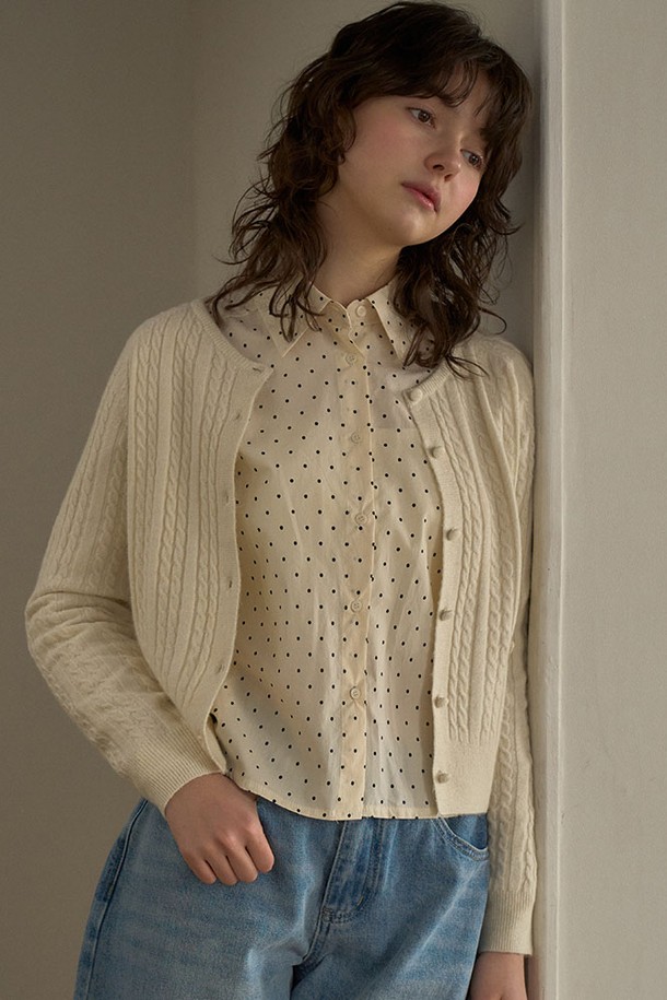 HAINT - 가디건 - BEAN CABLE CARDIGAN_IVORY