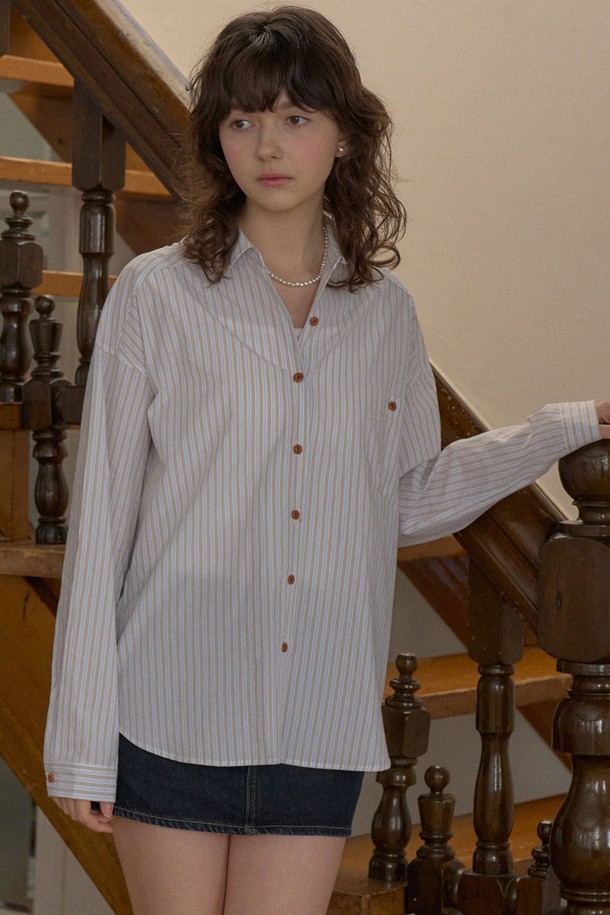 HAINT - 셔츠 - BERRY STRIPE SHIRT_BEIGE